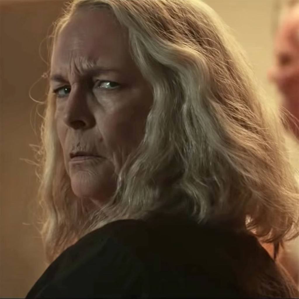 Jamie Lee Curtis in her iconic role as Laurie Strode from the 2021 horror film Halloween Kills
