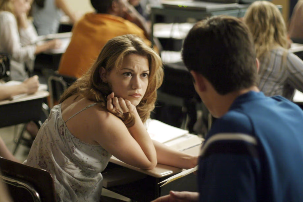Bethany Joy Lenz portraying the character Haley James Scott in a scene from the teen drama series One Tree Hill