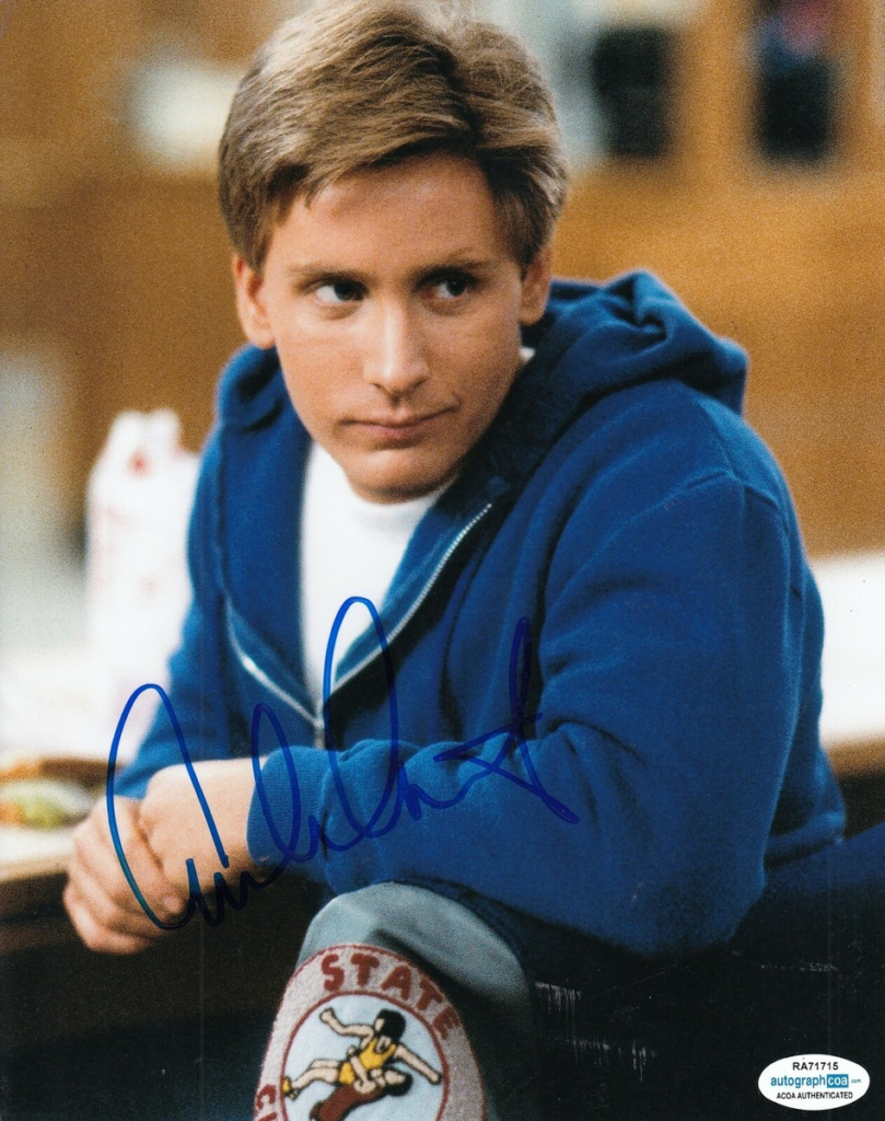 Emilio Estevez as Andrew Clark from the movie The Breakfast Club, featuring an authentic signature certified by Beckett Authentication Services