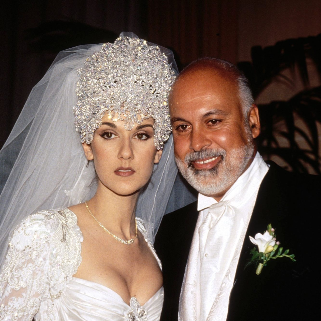 Celine Dion and René Angélil on their wedding day