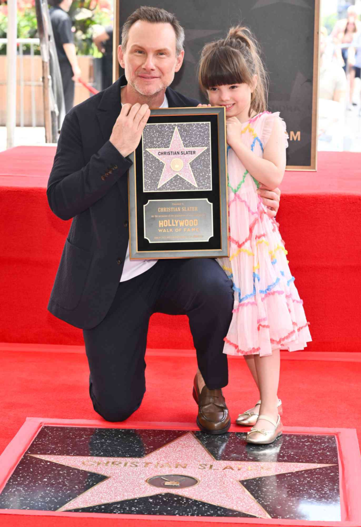 Christian Slater honored with a star on the Hollywood Walk of Fame on June 9, 2025, supported by his daughter