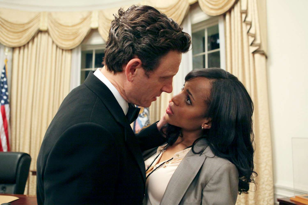 Tony Goldwyn and Kerry Washington in a scene from the ABC drama series Scandal