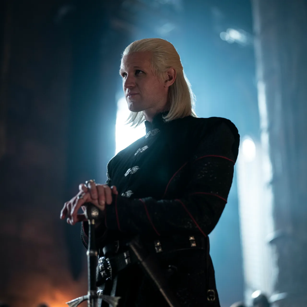 Matt Smith portraying the character Prince Daemon Targaryen in the HBO series House of the Dragon