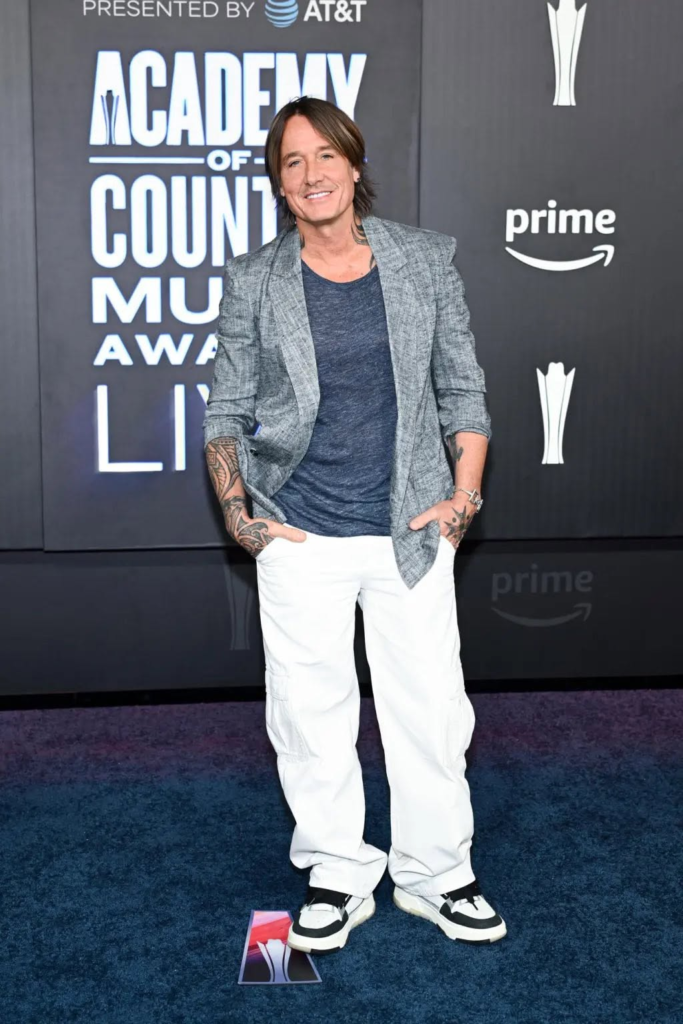 Keith Urban arriving for the 61st Academy of Country Music Awards in Las Vegas on May 17, 2026, sporting a casual look