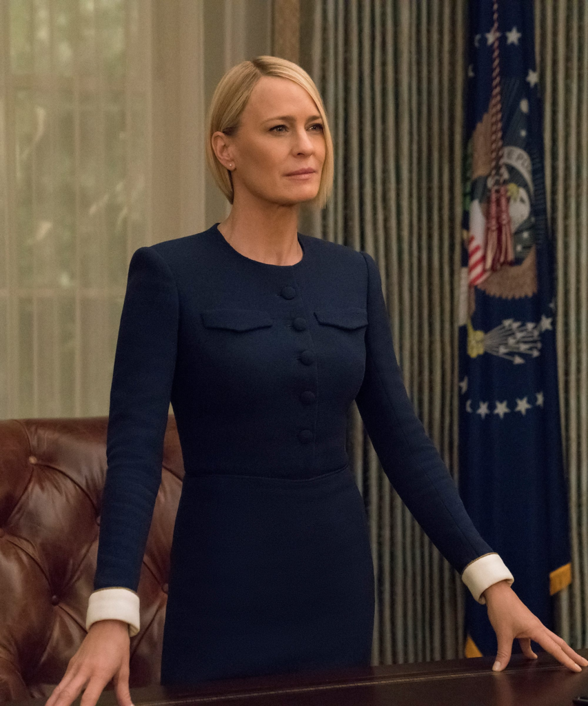 Robin Wright as President Claire Underwood in the final season of Netflix's House of Cards