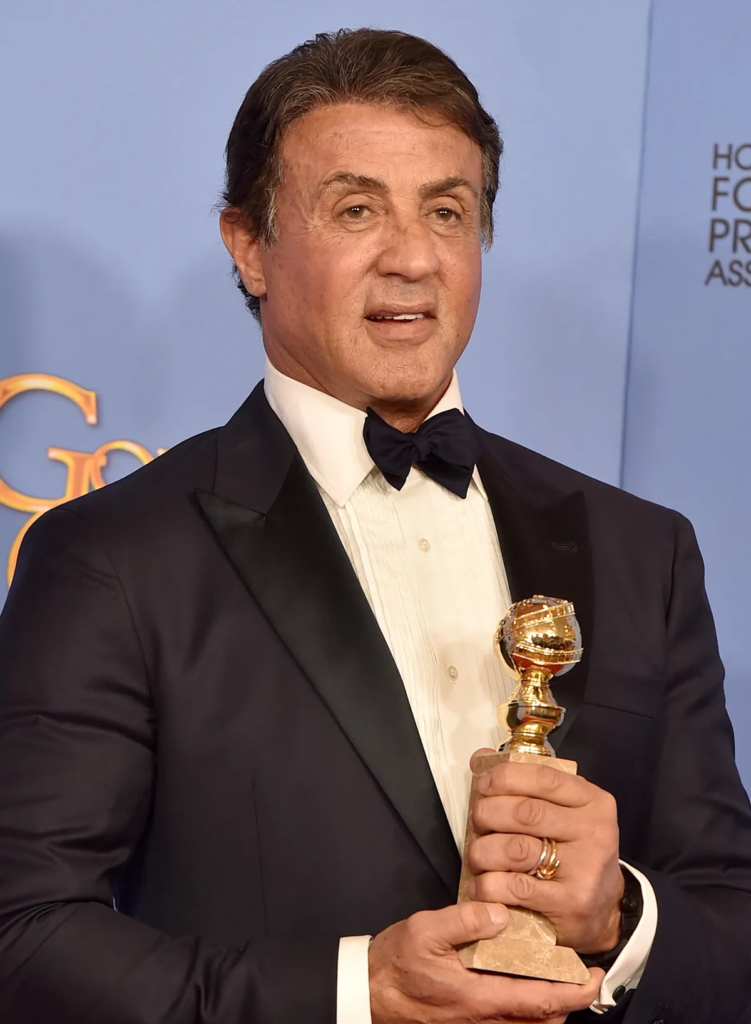 Sylvester Stallone winning a Golden Globe award in 2016 for his role in "Creed"