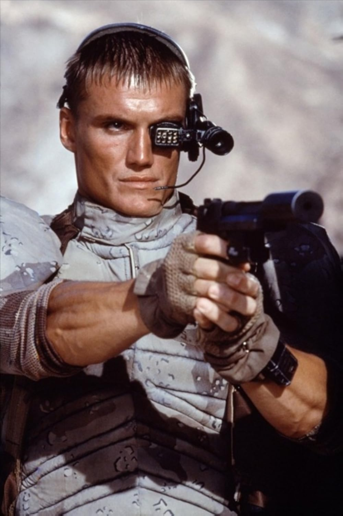 Dolph Lundgren in his role as Sergeant Andrew Scott from the 1992 science fiction action film Universal Soldier