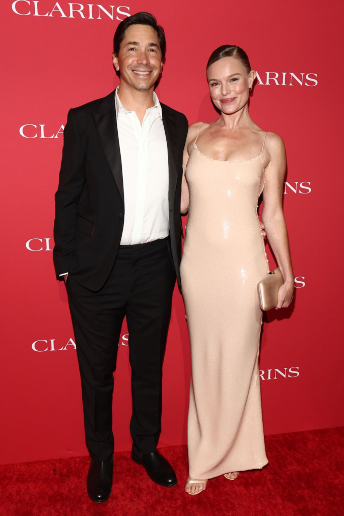 Justin Long and Kate Bosworth at the Clarins Celebrates Beauty Icons event at the Academy Museum of Motion Pictures in Los Angeles on March 21, 2025