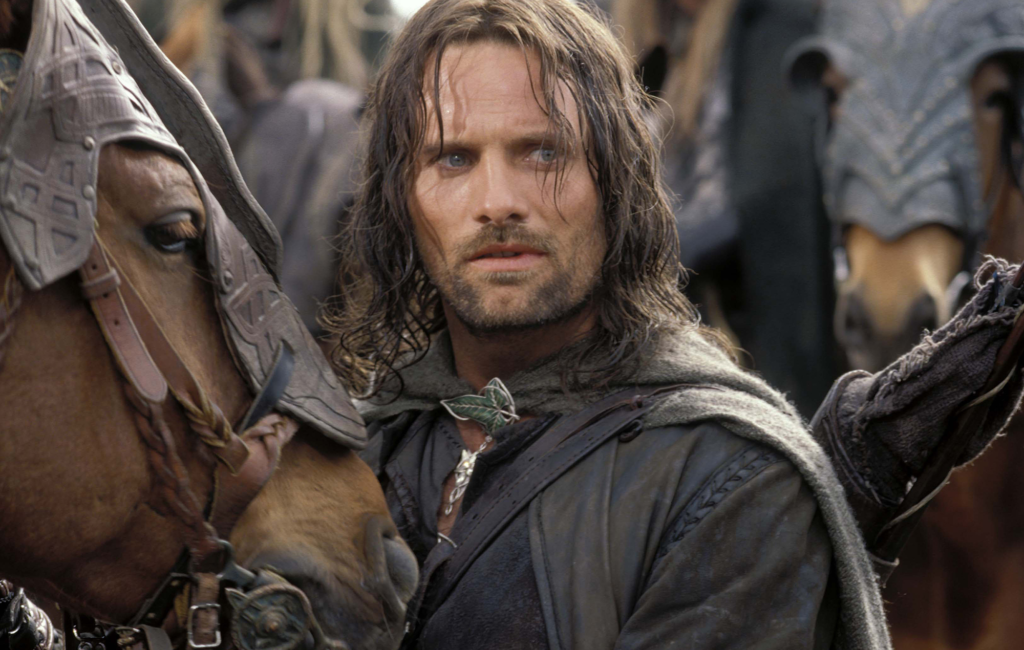Viggo Mortensen portraying Aragorn in the epic fantasy film The Lord of the Rings: The Two Towers (2002)