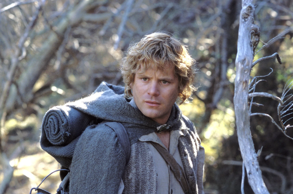 Sean Astin portraying the loyal hobbit Samwise Gamgee in Peter Jackson’s acclaimed The Lord of the Rings film trilogy