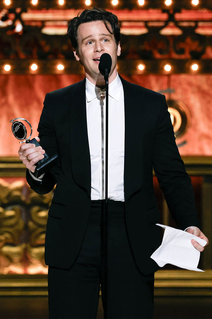 Jonathan Groff delivered an emotional acceptance speech after winning Best Performance by an Actor in a Leading Role in a Musical for Merrily We Roll Along at the 77th Tony Awards on June 16, 2024