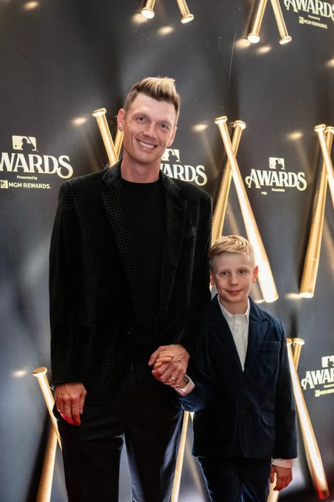 Nick Carter, a member of the Backstreet Boys, with his son, Odin, at the MLB Awards presented by MGM Rewards in Las Vegas