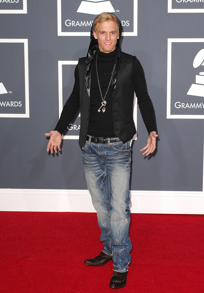 American singer Aaron Carter on the red carpet at the 52nd Annual Grammy Awards in Los Angeles on January 31, 2010