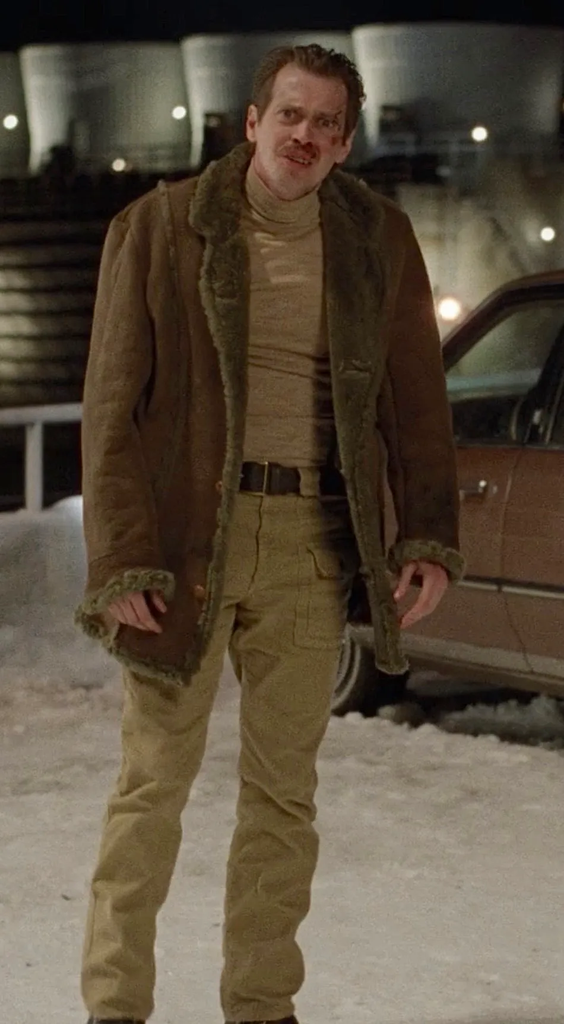 Steve Buscemi as the eccentric and talkative criminal Carl Showalter in the Coen Brothers' 1996 classic film Fargo