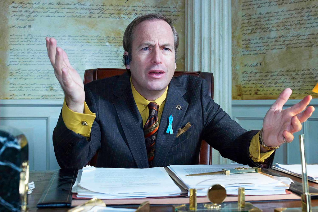 Bob Odenkirk playing the character Jimmy McGill in the TV show Better Call Saul